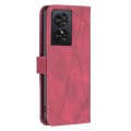 For TCL 50 SE Magnetic Buckle Rhombus Texture Leather Phone Case(Red)