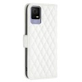 For TCL 405 Diamond Lattice Wallet Flip Leather Phone Case(White)