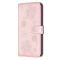 For Motorola Moto E32 4G Four-leaf Embossed Leather Phone Case(Pink)