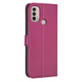 For Motorola Moto E40 / E30 Four-leaf Embossed Leather Phone Case(Rose Red)
