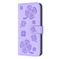 For Motorola Edge 40 Pro 5G / X40 / X40 Pro Four-leaf Embossed Leather Phone Case(Purple)