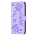 For Motorola Moto G14 4G Four-leaf Embossed Leather Phone Case(Purple)