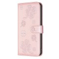 For Motorola Moto G22 Four-leaf Embossed Leather Phone Case(Pink)