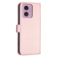 For Motorola Moto G34 5G Four-leaf Embossed Leather Phone Case(Pink)