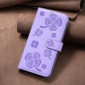 For Motorola Edge 50 Pro 5G Four-leaf Embossed Leather Phone Case(Purple)