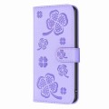 For Samsung Galaxy S9+ Four-leaf Embossed Leather Phone Case(Purple)