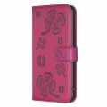 For Samsung Galaxy S10 Four-leaf Embossed Leather Phone Case(Rose Red)