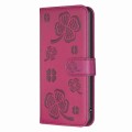 For Samsung Galaxy S20 Four-leaf Embossed Leather Phone Case(Rose Red)