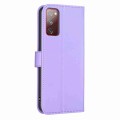 For Samsung Galaxy S20 Four-leaf Embossed Leather Phone Case(Purple)
