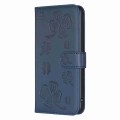 For Samsung Galaxy S21 5G Four-leaf Embossed Leather Phone Case(Blue)