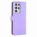 For Samsung Galaxy S21 Ultra 5G Four-leaf Embossed Leather Phone Case(Purple)
