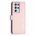 For Samsung Galaxy S21 Ultra 5G Four-leaf Embossed Leather Phone Case(Pink)