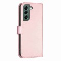 For Samsung Galaxy S21 FE 5G Four-leaf Embossed Leather Phone Case(Pink)