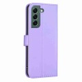 For Samsung Galaxy S21+ 5G Four-leaf Embossed Leather Phone Case(Purple)