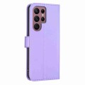 For Samsung Galaxy S22 Ultra 5G Four-leaf Embossed Leather Phone Case(Purple)