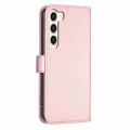 For Samsung Galaxy S23 5G Four-leaf Embossed Leather Phone Case(Pink)