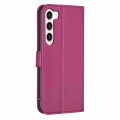 For Samsung Galaxy S23+ 5G Four-leaf Embossed Leather Phone Case(Rose Red)
