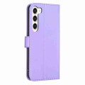 For Samsung Galaxy S23+ 5G Four-leaf Embossed Leather Phone Case(Purple)