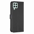 For Samsung Galaxy A12 Four-leaf Embossed Leather Phone Case(Black)