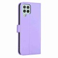 For Samsung Galaxy A12 Four-leaf Embossed Leather Phone Case(Purple)