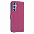 For Samsung Galaxy A14 Four-leaf Embossed Leather Phone Case(Rose Red)