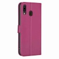For Samsung Galaxy A20 / A30 Four-leaf Embossed Leather Phone Case(Rose Red)