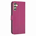 For Samsung Galaxy A25 5G Four-leaf Embossed Leather Phone Case(Rose Red)