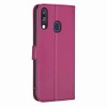 For Samsung Galaxy A40 Four-leaf Embossed Leather Phone Case(Rose Red)