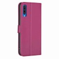 For Samsung Galaxy A50 Four-leaf Embossed Leather Phone Case(Rose Red)