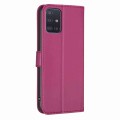 For Samsung Galaxy A51 4G Four-leaf Embossed Leather Phone Case(Rose Red)