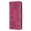 For Samsung Galaxy A55 Four-leaf Embossed Leather Phone Case(Rose Red)