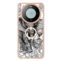 For Huawei Mate 60 Pro Electroplating Dual-side IMD Phone Case with Ring Holder(Totem Elephant)