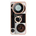 For Huawei Mate 60 Pro Electroplating Dual-side IMD Phone Case with Ring Holder(Retro Radio)