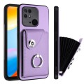 For Xiaomi Redmi 10C Organ Card Bag Ring Holder PU Phone Case(Purple)