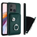 For Xiaomi Redmi 12C/11A Organ Card Bag Ring Holder PU Phone Case(Green)