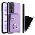 For Xiaomi Poco F5 Pro/Redmi K60/K60 Pro Organ Card Bag Ring Holder PU Phone Case(Purple)