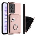 For Xiaomi Poco F5 Pro/Redmi K60/K60 Pro Organ Card Bag Ring Holder PU Phone Case(Pink)
