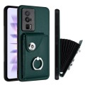 For Xiaomi Poco F5 Pro/Redmi K60/K60 Pro Organ Card Bag Ring Holder PU Phone Case(Green)