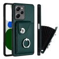 For Xiaomi Poco X5 Pro/Redmi Note 12 Pro Speed Organ Card Bag Ring Holder PU Phone Case(Green)
