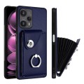 For Xiaomi Poco F5 5G/Redmi Note 12 Turbo Organ Card Bag Ring Holder PU Phone Case(Blue)