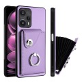 For Xiaomi Poco F5 5G/Redmi Note 12 Turbo Organ Card Bag Ring Holder PU Phone Case(Purple)
