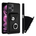 For Xiaomi Poco F5 5G/Redmi Note 12 Turbo Organ Card Bag Ring Holder PU Phone Case(Black)