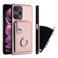 For Xiaomi Poco F5 5G/Redmi Note 12 Turbo Organ Card Bag Ring Holder PU Phone Case(Pink)