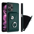 For Xiaomi Poco F5 5G/Redmi Note 12 Turbo Organ Card Bag Ring Holder PU Phone Case(Green)