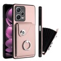 For Xiaomi Poco X5/Redmi Note 12 5G Global Organ Card Bag Ring Holder PU Phone Case(Pink)