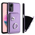 For Xiaomi Redmi Note 12S 4G Global Organ Card Bag Ring Holder PU Phone Case(Purple)