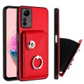 For Xiaomi Redmi Note 12S 4G Global Organ Card Bag Ring Holder PU Phone Case(Red)