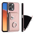 For Xiaomi Redmi 12 4G Global Organ Card Bag Ring Holder PU Phone Case(Pink)