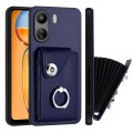 For Xiaomi Redmi 13C 4G / Poco C65 Organ Card Bag Ring Holder PU Phone Case(Blue)