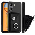 For Xiaomi Redmi 13C 4G / Poco C65 Organ Card Bag Ring Holder PU Phone Case(Black)